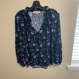 Navy Floral Long Sleeve Top- Size M